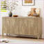 Buffet, rangement de ferme 4 portes 59,8 po avec poignées cachées, placage de frêne naturel | Panneau de fibres à densité moyenne | Frêne-496624975