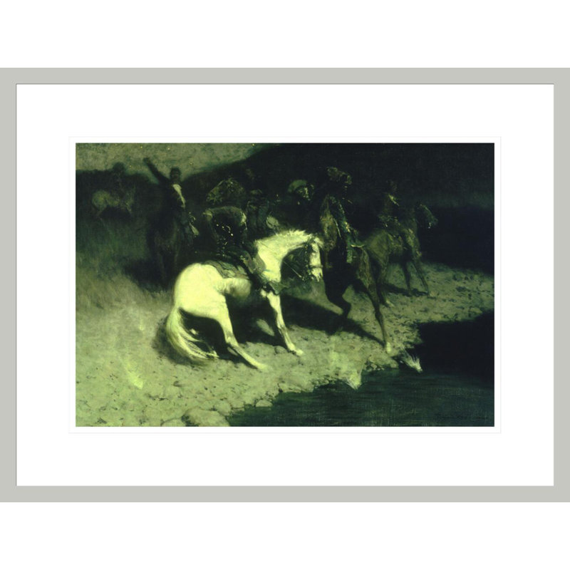 «Fired On» par Frederic Remington - impression giclée encadrée, H 16,58 po x l 21,75 po