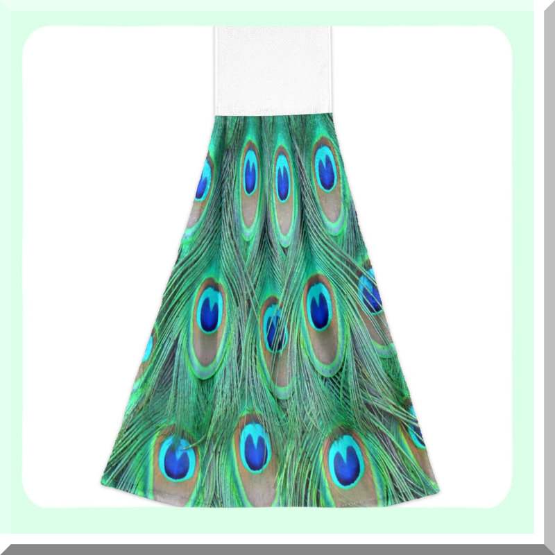 Peacock Soft Absorbent Kitchen Towels - 12x17 in, Set of 2 with Hanging Loop for Bathroom & Kitchen Decor