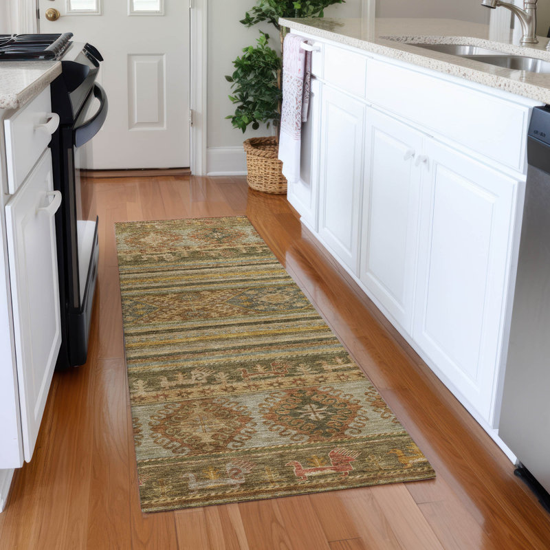 Claritha Beige Washable Indoor-Outdoor Rug - LOOMLAN, 2'3" x 7'6"