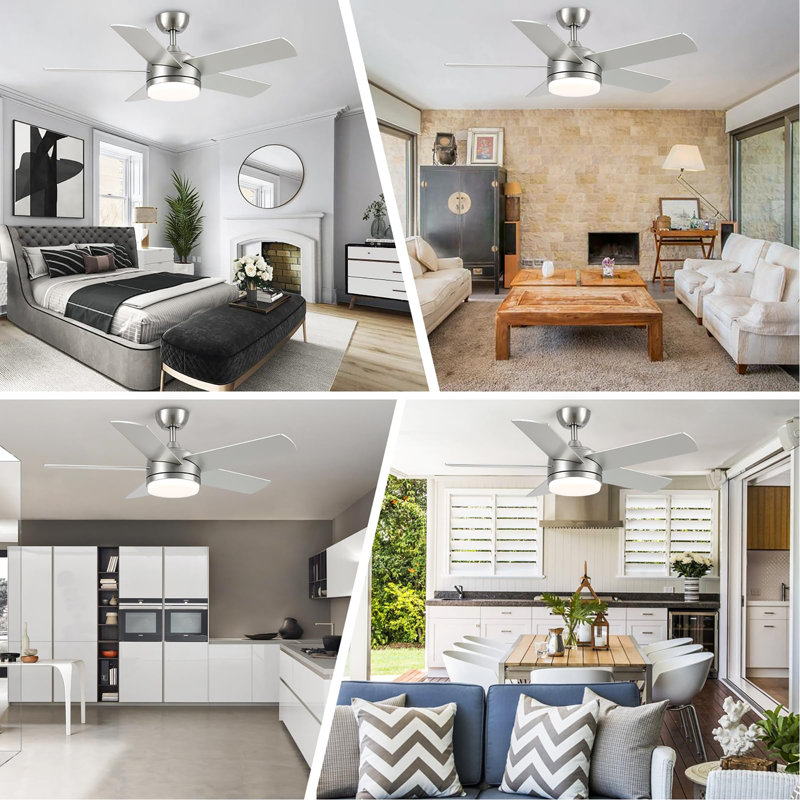 44 inch Ceiling Fan with Light and Remote Control, Nickel