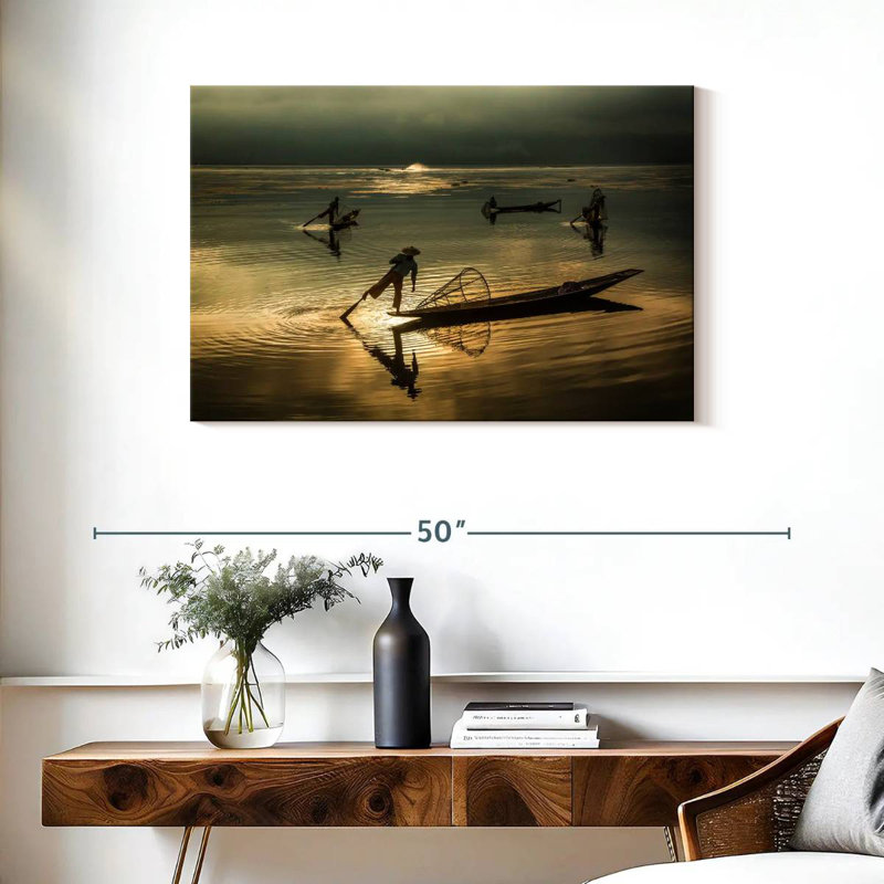 Pêcheurs du lac Senne Inle en Burma, H 24 po x l 36 po