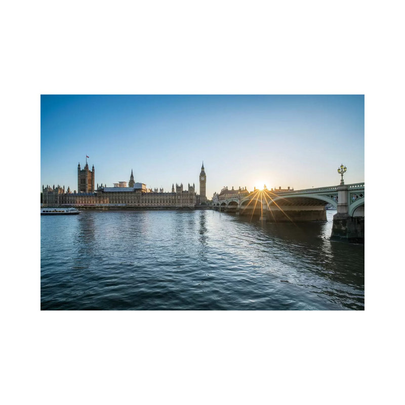 Sunset At The Westminster Bridge In London 1 Piece Wrapped Canvas Wall Art, 66.04cm H x 101.6cm W