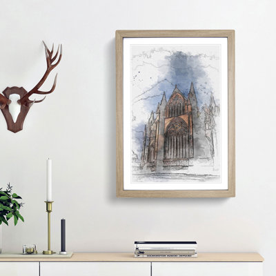 Lincoln Cathedral in England in Abstract - Picture Frame Graphic Art Print