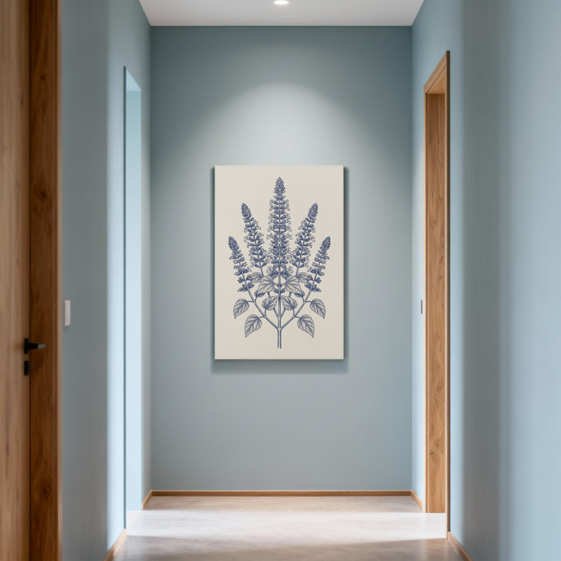 Plantes et fleurs, conception de plante botanique en bleu et crème