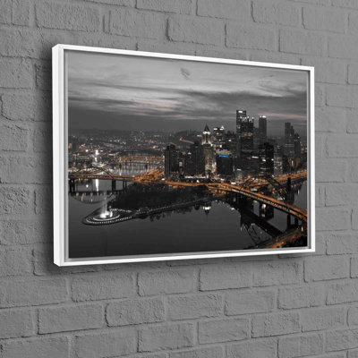 Pittsburgh Pennsylvania Night Panoramic Wall Hangings in 3D View Canvas Poster Art for a Striking Addition in Your Home Decor