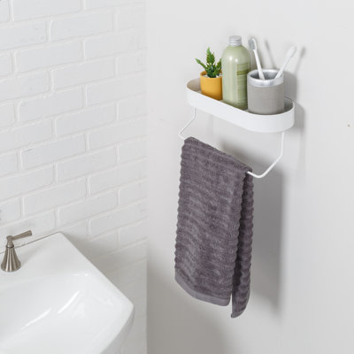 Étagère de salle de bain murale avec barre à serviettes