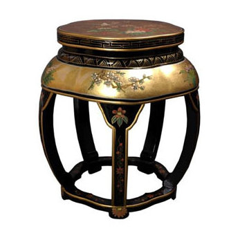 Camille Solid Wood Accent Stool, Gold