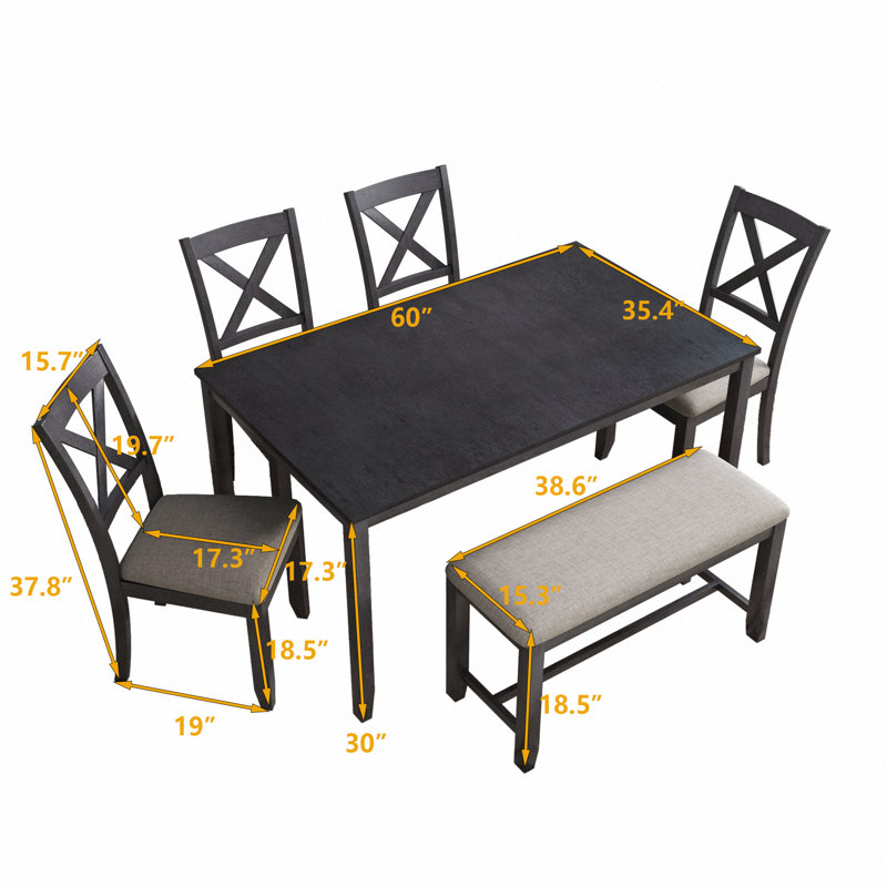 Ensemble repas 6 personnes Tiarnna, gris