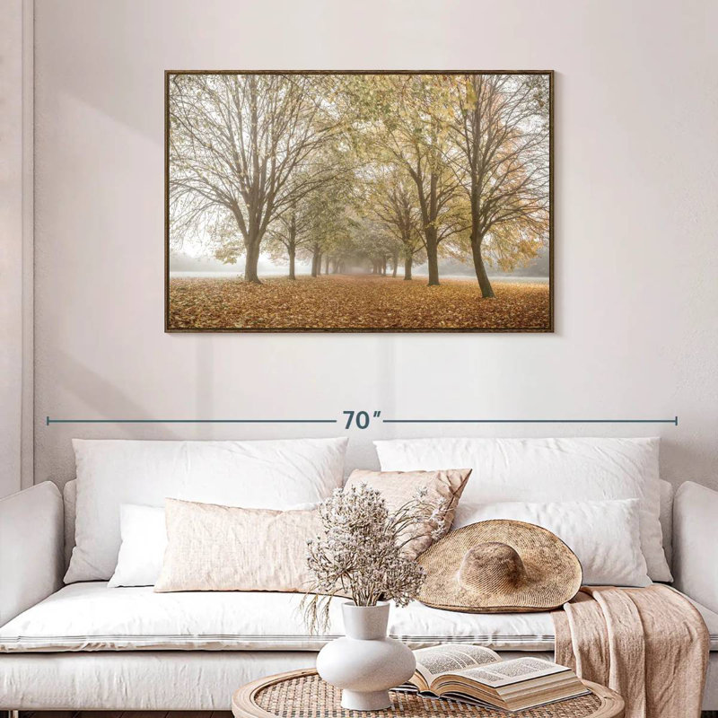 Paix d'automne, 43 po x 29 po, Cadre flottant en noyer