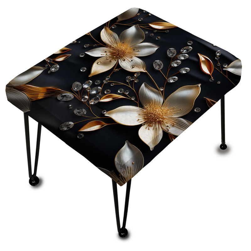 Repose-pieds rectangulaire en cristal noir Glamour Brilliance