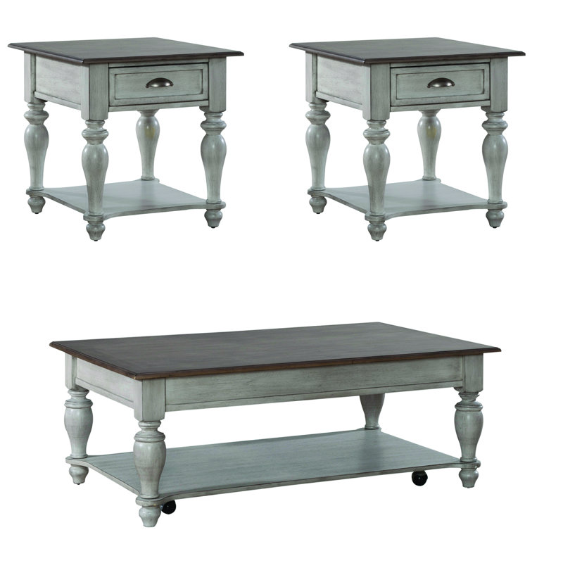 Ensemble de table basse Quinta avec deux tables de bout, Blanc