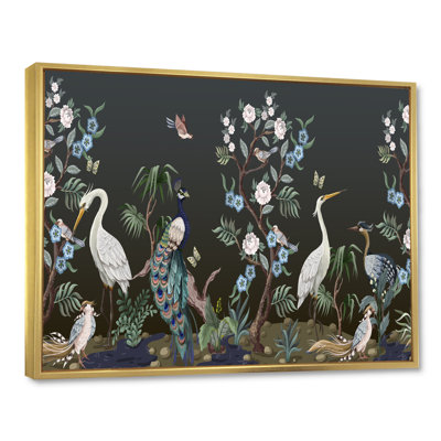 Chinoiserie avec oiseaux et pivoines IV - peinture sur toile