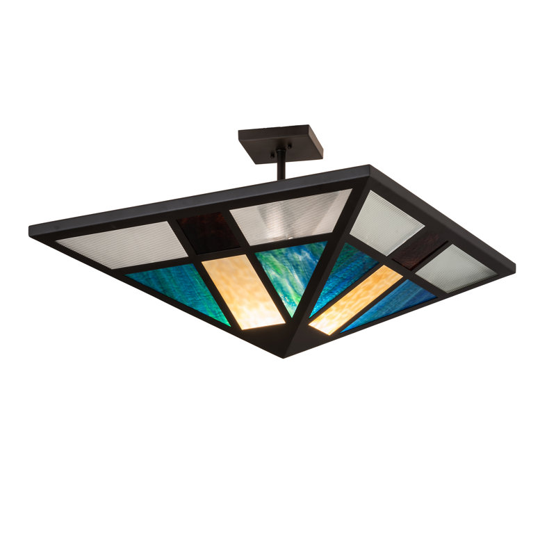 Polaris Glass Semi Flush Mount