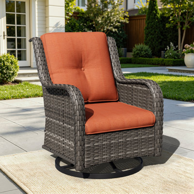 Pompidou Outdoor Rattan Swivel Chair with Cushions