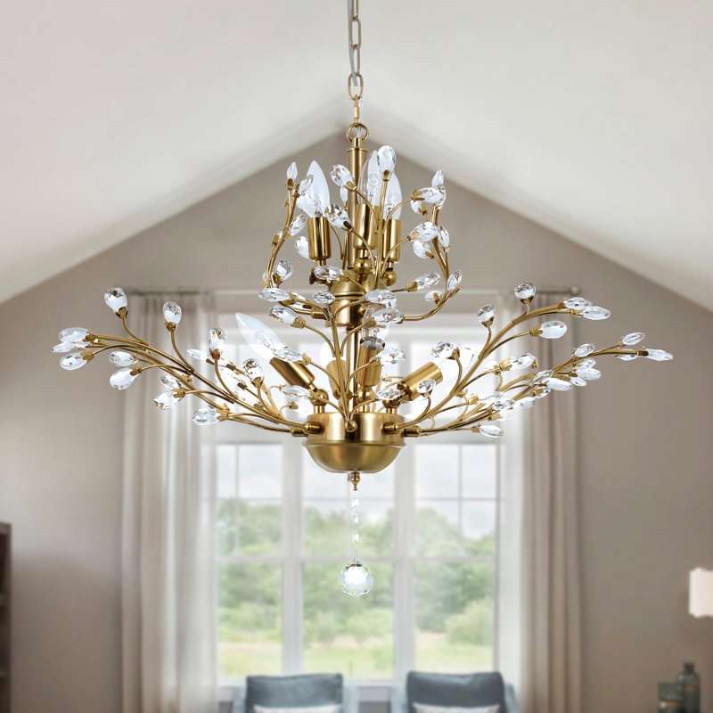 Elisabete 7 - Light Dimmable Vintage Crystal Branch Chandeliers, Gold Bronze