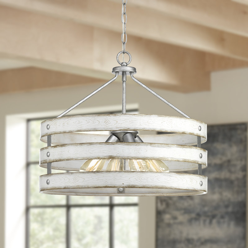 Avantay 4 - Light Dimmable Drum Chandelier, Galvanized