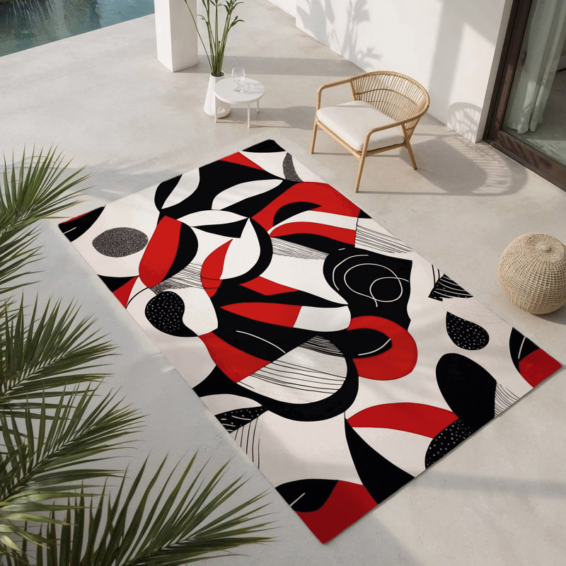 Tapis intérieur et extérieur Obsidian Echo, Rectangle 1 pi 6 po x 2 pi 6 po