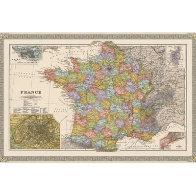 Map Of France - Wrapped Canvas Print