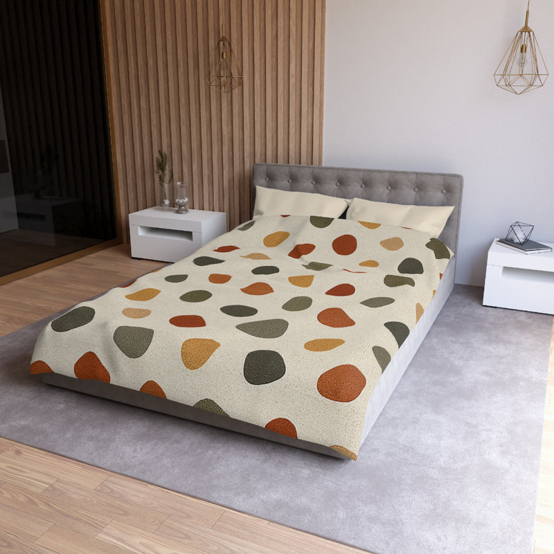 Microfiber Duvet Cover Boho Style, Design 41, Cream, Twin XL Duvet Cover