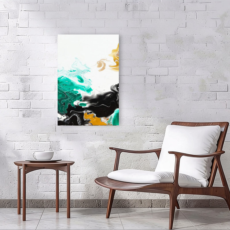 Fluid Emerald Abstract Colorful Contemporary Wall Art Print, 91.44cm H x 60.96cm W
