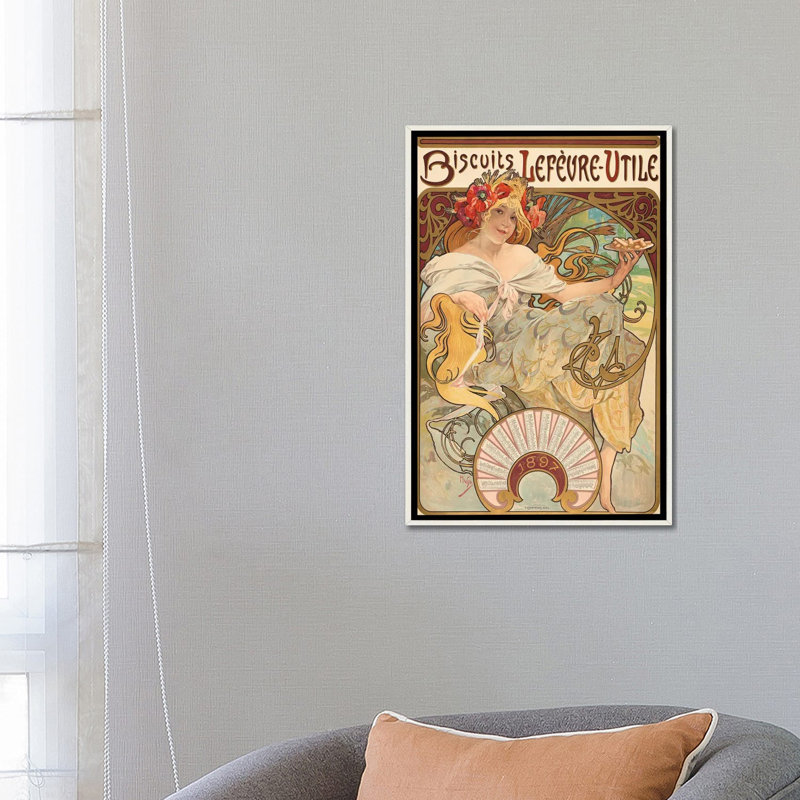 Biscuits Lefervre-Utile, 1896, Distressed White Floater Framed Canvas, 26" H x 18" W x 1.5" D, No Mat