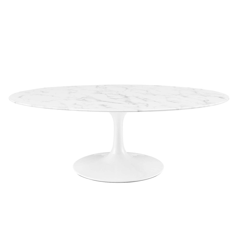 Table basse Lippa, 17.5" H x 47" W x 27.5" D, White Marble