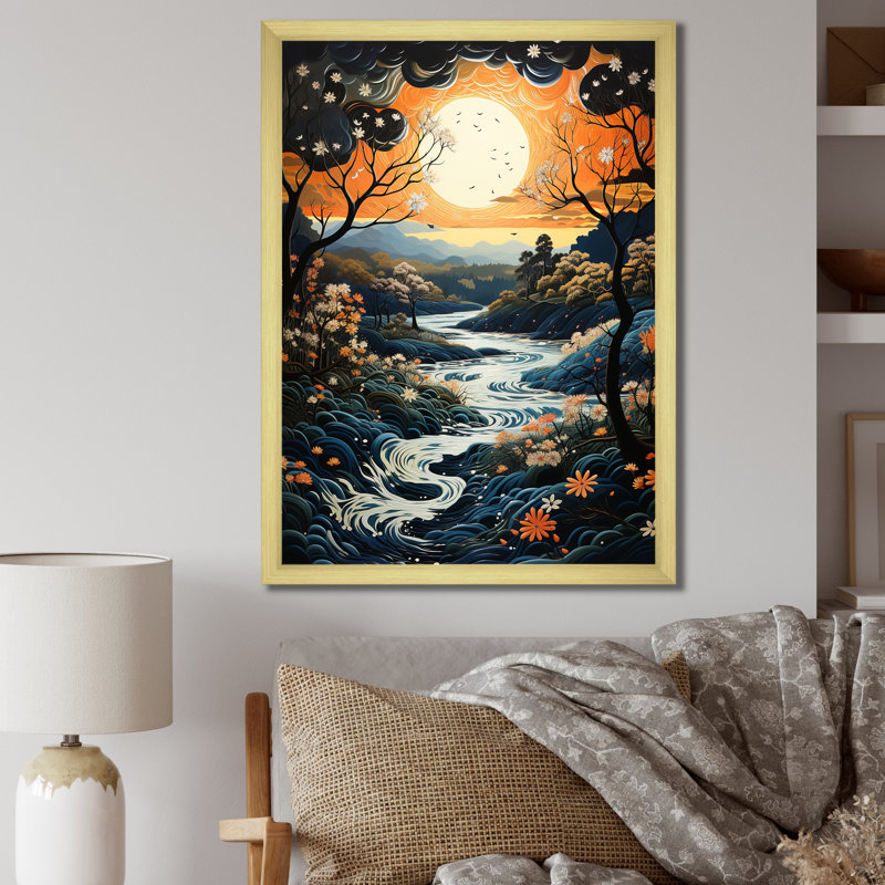 Cymbre, rivière Orange, eaux argentées II, H 32 po x l 24 po x P 1 po, Cadre photo doré