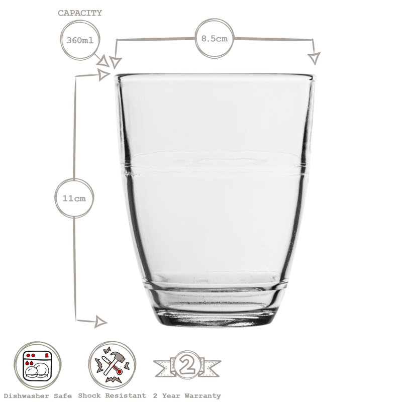 Duralex 360ml Tempered Glass Highball Glass Glassware