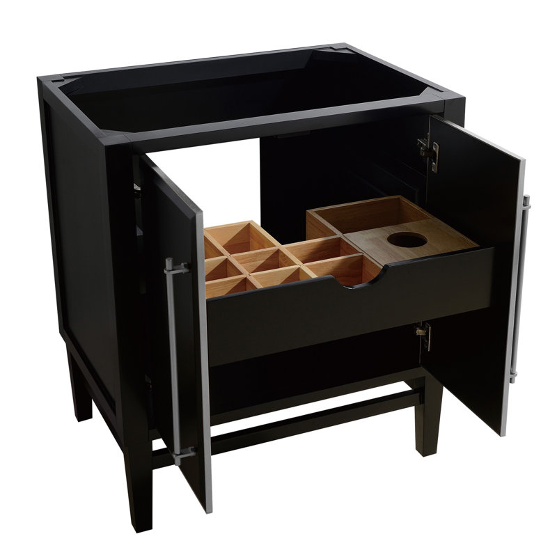 Mason 30'' W Single Bathroom Vanity Base, Black, Satin