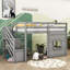 Jadi Twin Wooden Loft Bed with Staircase-790637228