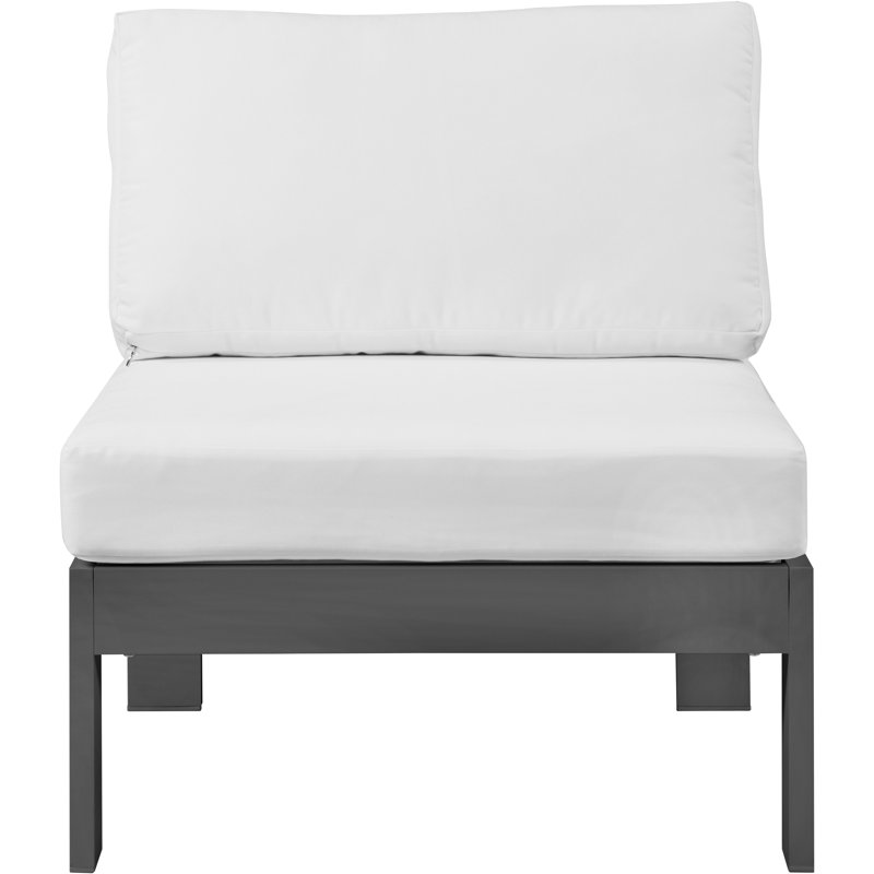 Lajoy Aluminum Outdoor Armless Lounge Chair, Dark Gray, White