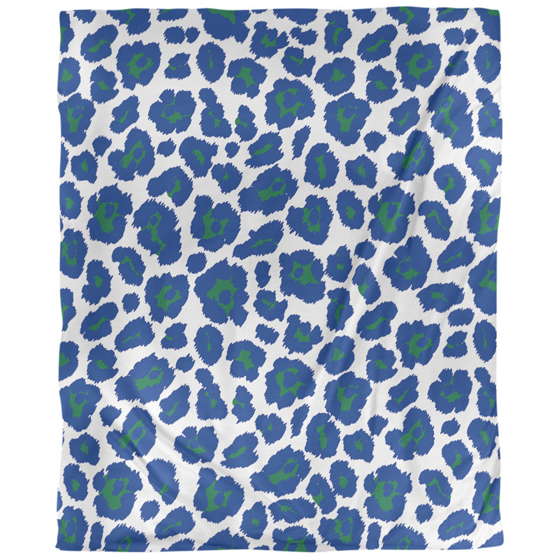 Housse de couette simple à imprimé léopard, Housse de couette pour très grand lit, Polyester brossé, Blanc / bleu / vert