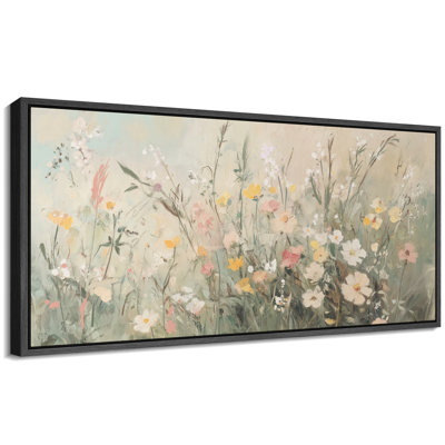 Œuvre florale en sourdine, fleurs murales vertes, images murales de salon, impression numérique sur toile giclée sur toile