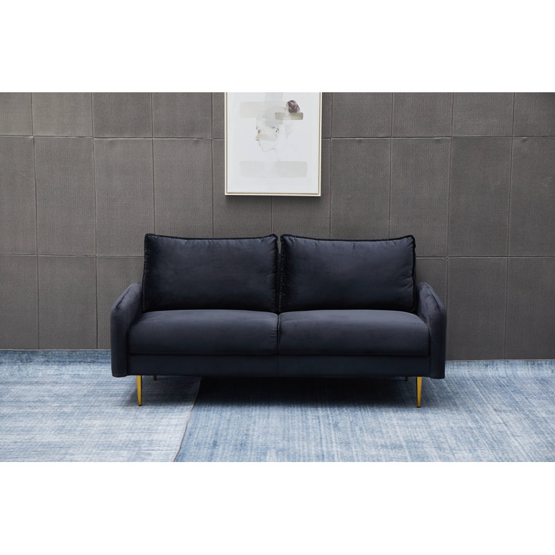 Emteas 57.3'' Velvet Loveseat, Black Velvet, 34" H x 57.3" W x 32" D