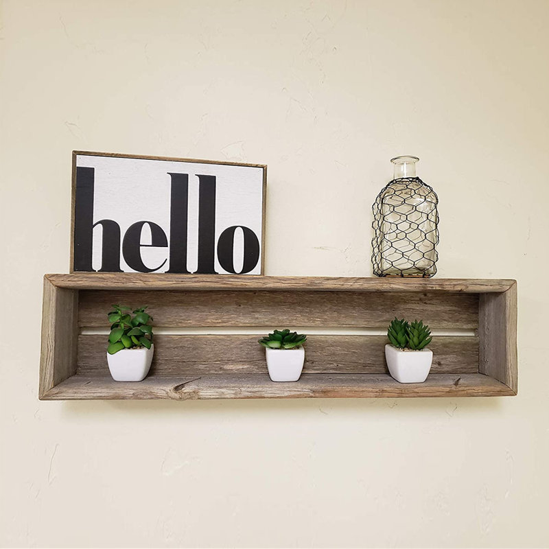 Bluffdale Solid Wood Floating Shelf, Weathered Grey