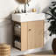 Meuble-lavabo mural de 21,6 po, poignée murale en or rose, porte ondulée, lavabo en céramique, un trou, fermeture en douceur, rangement latéral, look moderne pour meuble-lavabo compact avec petite salle de bain-1103534802