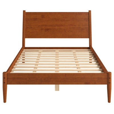 Structure de lit grand en bois massif de style Mid-Century | 