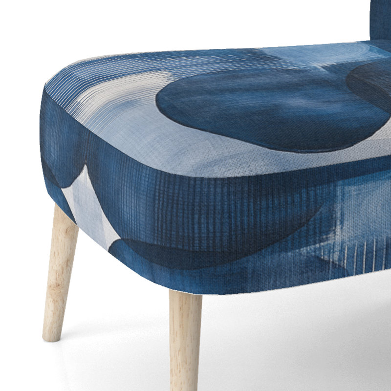 Chaise rembourrée Abstract Shapes - Cercles abstraits et grilles dans des tons froids I, Side Chair Armless