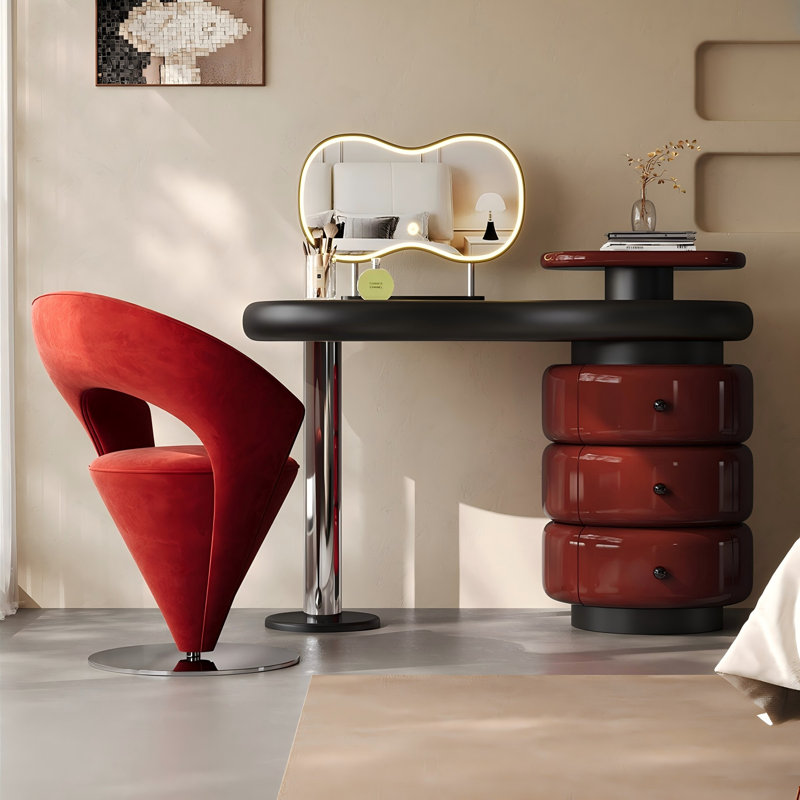 Meuble-lavabo de luxe intégré noir-rouge