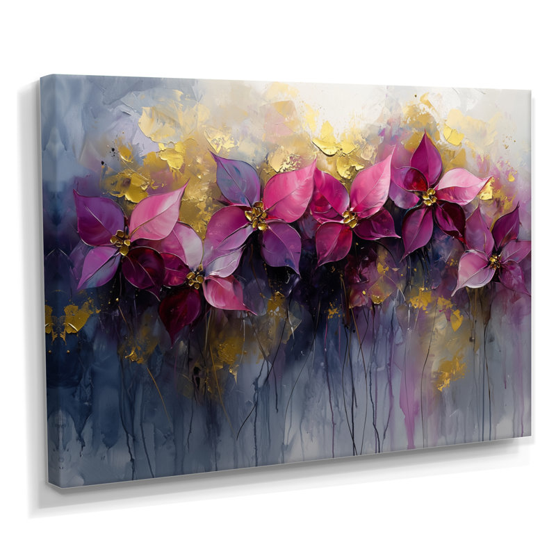 Bertie - art mural floral, H 12 po x l 20 po, Toile tendue