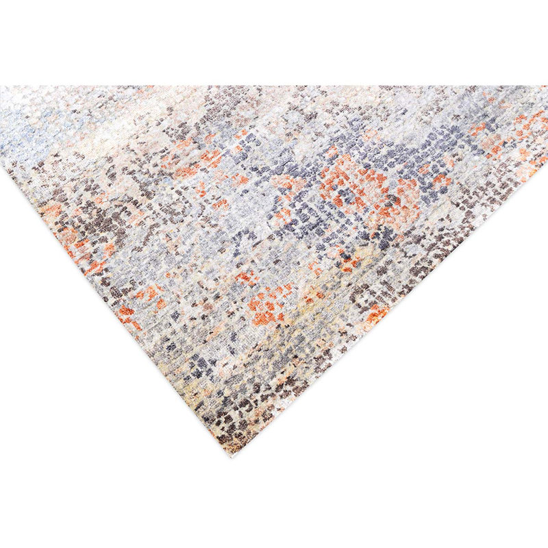 Tapis gris foncé et rouille de haute qualité noué à la main, Rectangle 8 pi x 10 pi