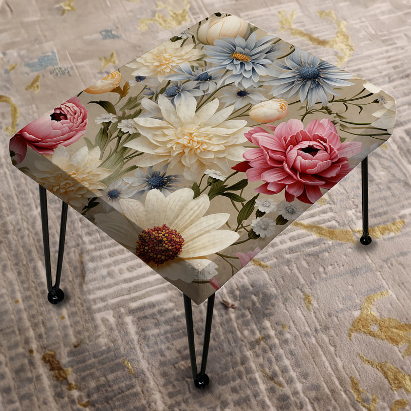Motif floral ivoire campagne anglaise - Repose-pieds rectangulaire floral