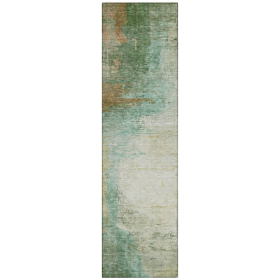 Machine Washable Indoor/Outdoor Xhevrie Aloe Rug