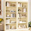 Bibliothèque avec 5 tablettes réglables, DEL pour éclairage et atmosphère, ensemble de bonde, 82,79 po de hauteur, jaune beige, bande décorative rectangulaire moderne, trou de câble, bureau idéal