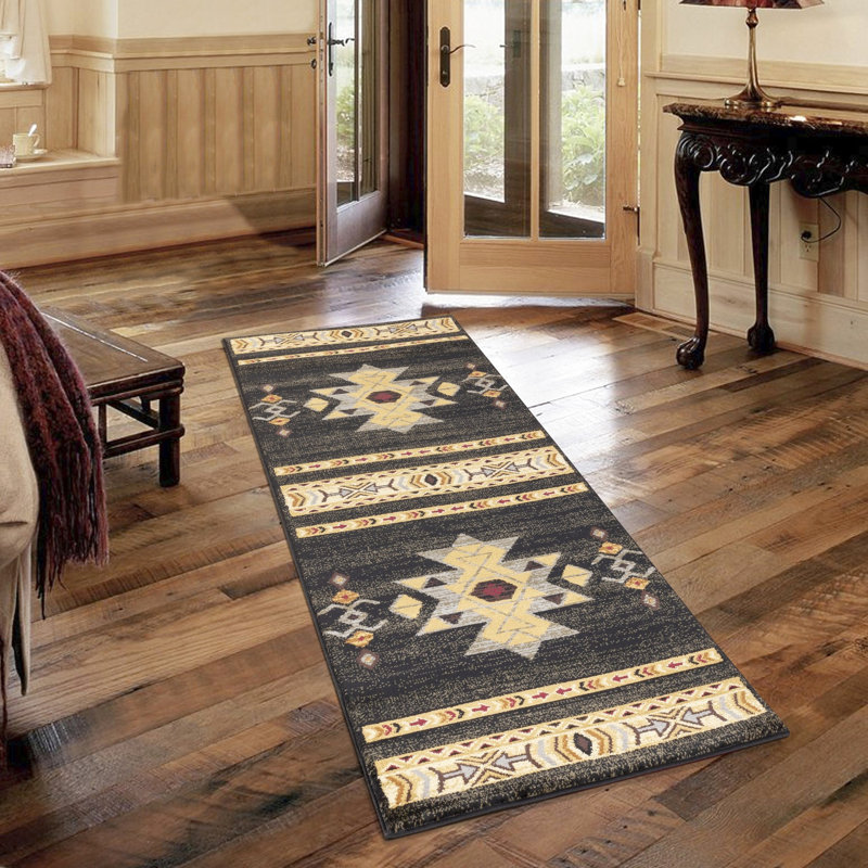 Tapis d'intérieur noir 2,7 pi. Tribes Gcyls4004 X 7,3 pi., Polypropylène, teint, pour les maisons occupées 2 7 po 3 zones Gcyls4004, toutes les zones de la maison
