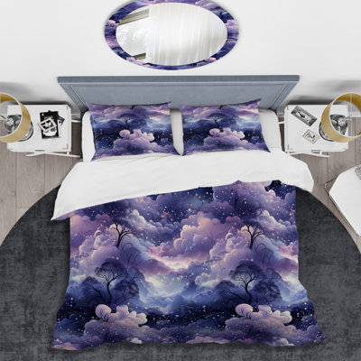 Ensemble de housse de couette à motif abstrait - Rayures de lune éthérées