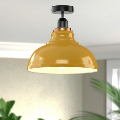 Semi Flush Mount Lighting Fixture, E26 Base Modern Metal Curvy Shade Ceiling Light Fixture for Living Room, Bedroom, Kitchen, Hallway Lighting