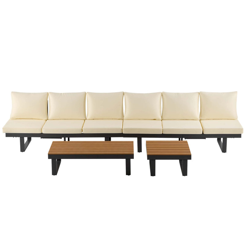 Ensemble de conversation modulaire pour patio avec sièges inclinables réglables, Beige