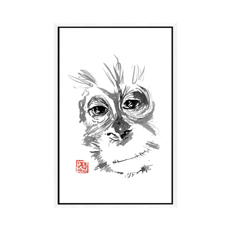 Baby Orangutan by Péchane - Print on Canvas, White Framed, 101.6 cm H x 66.04 cm W